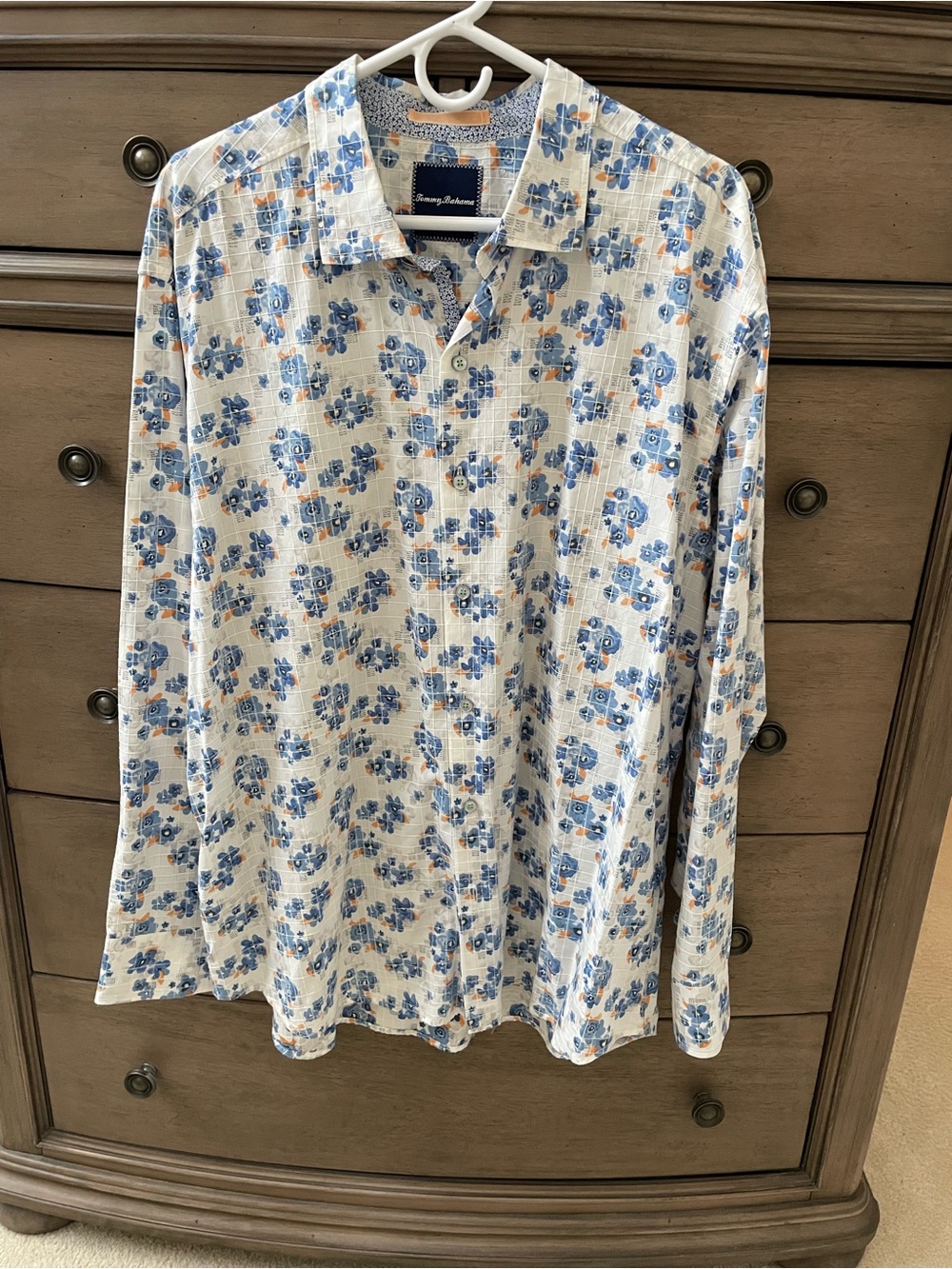 Tommy Bahama Cream Button-Down with Blue and Orange Floral Print